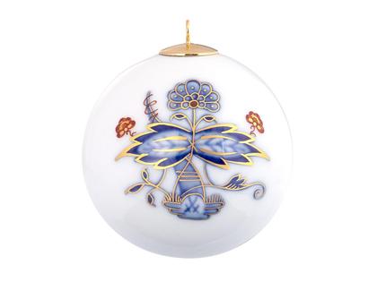 Meissen Baumschmuck Kugel "Noble Blue" weißes Meissener Porzellan 5cm – Porzellanwaren Porzellandekoration in weiß und aus Porzellan und vergoldet.