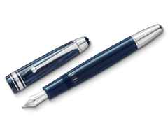 Montblanc The Origin Collection LeGrand Füllfederhalter M dunkelblaues Edelharz platinumbeschichtet – Schreibgeräte Füllfederhalter in blau und aus 585 Gelbgold, Edelharz, platiniert und rhodiniert.