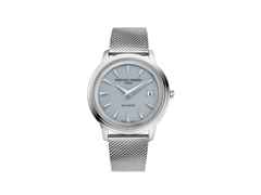 Frederique Constant Classics Moneta Solarmetre Quarz Edelstahl 39mm blaues Zifferblatt blaues Lederband und Metallband – Herrenuhren Uhr mit Datum aus Edelstahl. Das Gehäuse ist rund und silber. Das Lederarmband ist blau. Das Zifferblatt ist ein Index in blau. – Ansicht 2