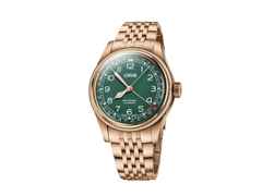 Oris Big Crown Pointer Date Automatik Bronze 40mm grünes Zifferblatt Metallband – Herrenuhren Uhr mit Datum aus Bronze und Edelstahl. Das Gehäuse ist rund. Das Armband ist ein Metallarmband. Das Zifferblatt ist arabisch Index und grün.