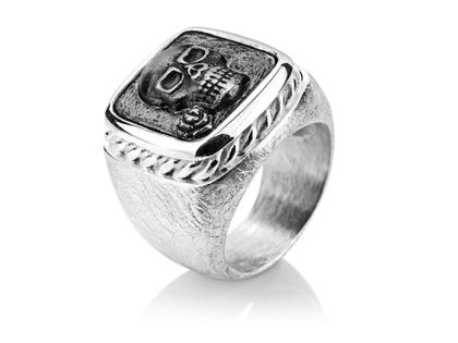 Drachenfels Design Heimathafen Ring Siegelring Totenkopf Silber Vintage – Ringe Ring aus 925 Silber.
