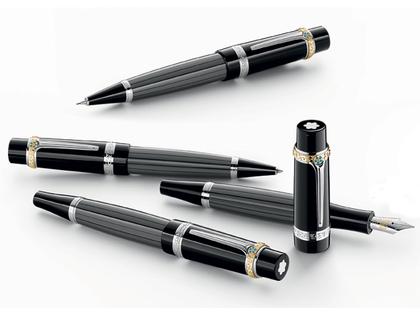 Montblanc Writers Edition        2013: Honoré de Balzac Kugelschreiber – Schreibgeräte Kugelschreiber aus 750 Gelbgold und und platiniert.