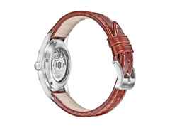 Hamilton Khaki Field Auto Edelstahl 38mm schwarzes Zifferblatt braunes Lederband – Herrenuhren Uhr mit Datum aus Edelstahl. Das Gehäuse ist rund und silber. Das Lederarmband ist braun. Das Zifferblatt ist arabisch Index und schwarz. – Ansicht 2