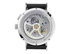 Nomos Glashütte Tangomat GMT Automatik Edelstahl 40mm weißes Zifferblatt schwarzes Lederband – Herrenuhren Uhr mit Datum aus Edelstahl. Das Gehäuse ist rund und silber. Das Lederarmband ist schwarz. Das Zifferblatt ist arabisch Index und weiß. – Ansicht 3