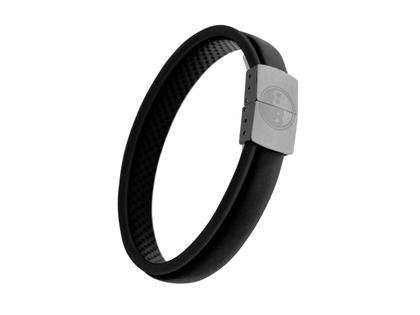 Wendestein/ Balance Band Armband Golf Night Black – Armschmuck Armband in schwarz und aus Edelstahl und Kautschuk.