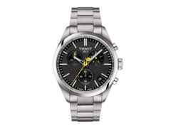 Tissot PR 100 Tour de France 2024 Chronograph Quarz Edelstahl 40mm schwarzes Zifferblatt Metallband – Herrenuhren Chronograph aus Edelstahl. Das Gehäuse ist rund und silber. Das Edelstahlarmband ist silber. Das Zifferblatt ist ein Index in schwarz.