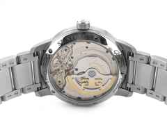Glashütte Original PanoMaticLunar Automatik Edelstahl 40mm grün Metallband 1-90-02-13-32-70 Full Set Occasion Neu – Herrenuhren Uhr mit Datum aus Edelstahl. Das Gehäuse ist rund und silber. Das Edelstahlarmband ist silber. Das Zifferblatt ist arabisch Index und grün. – Ansicht 2
