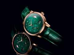 Glashütte Original PanoMaticLunar Automatik Rotgold 40mm grünes Zifferblatt grünes Lederband Dornschließe – Herrenuhren Uhr mit Datum aus 750 Rotgold. Das Gehäuse ist rund und roségold. Das Lederarmband Kroko / Alligator ist grün. Das Zifferblatt ist ein Index in grün. – Ansicht 3