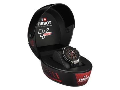 Tissot T-Race MotoGP                   2025 Chronograph Limited Edition Quarz Edelstahl 45mm schwarz-braunes Zifferblatt schwarzes Silikonband – Herrenuhren Chronograph aus Edelstahl und PVD beschichtet. Das Gehäuse ist rund und silber. Das Kautschuk / Kunststoff / Silikon Armband ist schwarz. Das Zifferblatt ist ein Index in schwarz. – Ansicht 7