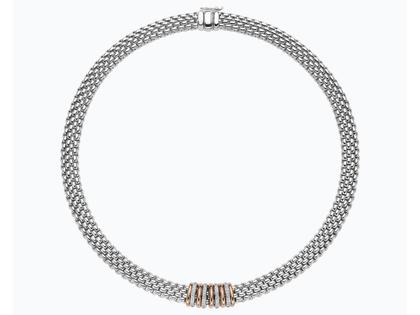 Fope Panorama Collier  mit 9 Ronden Weißgold mit Brillanten – Halsschmuck Collier aus 750 Gelbgold. – Ansicht 2