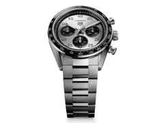 TAG Heuer Carrera Chronograph Sport Automatik Edelstahl 42mm silbernes Zifferblatt Metallband – Herrenuhren Chronograph aus Edelstahl und Keramik. Das Gehäuse ist rund und silber. Das Edelstahlarmband ist silber. Das Zifferblatt ist arabisch Index und silber. – Ansicht 3