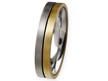 Ernstes Design Ring Nr. 305 R57 – Ringe Trauring aus Edelstahl, 750 Gelbgold und und .