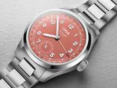 Oris Big Crown Pointer Date Calibre 403 Automatik Edelstahl 40mm rosa Zifferblatt Metallband – Herrenuhren Uhr mit Datum aus Edelstahl. Das Gehäuse ist rund und silber. Das Edelstahlarmband ist silber. Das Zifferblatt ist arabisch und rosa. – Ansicht 3