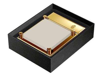 El Casco Haftnotiz Halter aus Messing vergoldet – Büroaccessoires Zettelbox in gelbgold und aus Messing und vergoldet. – Ansicht 3