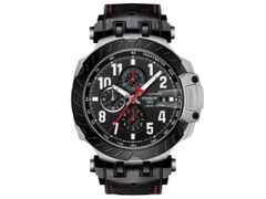 Tissot T-Race MotoGP               2020 / 2021 Chronograph  Limited Edition Automatik schwarz PVD – Herrenuhren Chronograph aus Edelstahl und PVD beschichtet. Das Gehäuse ist rund und silber. Das Lederarmband ist schwarz. Das Zifferblatt ist arabisch und schwarz.