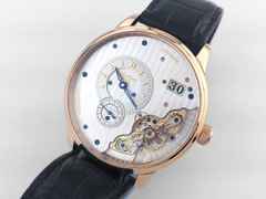 Glashütte Original PanoMaticInverse Automatik Rotgold 42mm silbernes Zifferblatt schwarzes Lederband 1-91-02-01-05-62 Full Set Occasion Refurbished – Herrenuhren Uhr mit Datum aus 750 Rotgold und 925 Silber. Das Gehäuse ist rund und rotgold. Das Lederarmband Kroko / Alligator ist schwarz. Das Zifferblatt ist ein Index in silber. – Ansicht 4