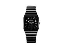 Rado Anatom Automatik Keramik 32,5mm schwarzes Zifferblatt schwarzes Keramikband – Damenuhren Uhr mit Datum aus Edelstahl und Keramik. Das Gehäuse ist rechteckig und schwarz. Das Keramikarmband ist schwarz. Das Zifferblatt ist ein Index in schwarz.