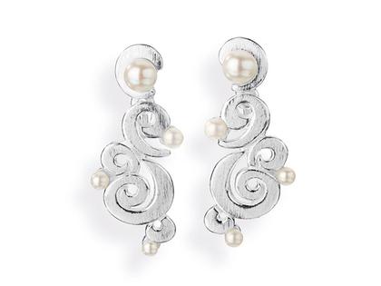 Drachenfels Design Perlentau Ohrstecker groß silber – Ohrschmuck Ohrstecker aus 925 Silber.