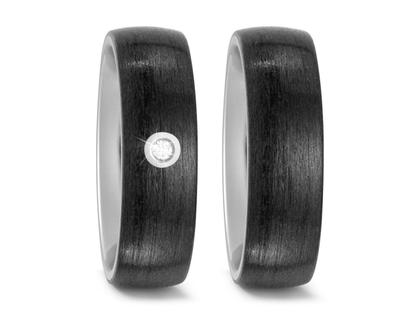 TitanFactory Carbon Titan Partnerringpaar 14 – Ringe Trauring mit Besatz aus Carbon, Titan und und .