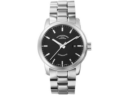 Mühle Glashütte Germanika III Herrenuhr mit Datum schwarz – Herrenuhren Uhr mit Datum aus Edelstahl. Das Armband ist ein Edelstahlarmband. Der Zifferblatt ist ein Index.