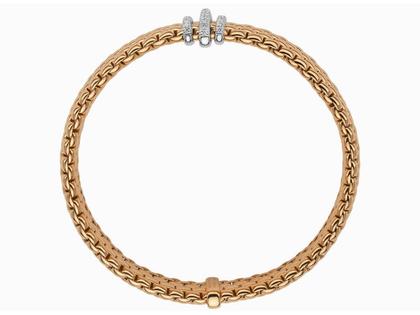 Fope Panorama Armband  mit 3 Ronden Roségold mit Brillanten Pave – Armschmuck Armband aus 750 Rotgold. – Ansicht 2