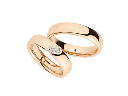 Christian Bauer Trauringpaar Roségold gewölbt mit Brillanten 0,140ct – Ringe Trauring mit Besatz aus 750 Rotgold.