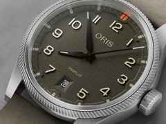 Oris ProPilot Date Automatik Edelstahl 41mm grünes Zifferblatt grünes Lederband – Herrenuhren Uhr mit Datum aus Edelstahl und Leder. Das Gehäuse ist rund und silber. Das Lederarmband ist grün. Das Zifferblatt ist arabisch und grün. – Ansicht 4