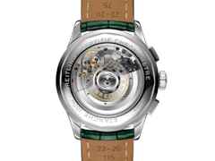 Breitling Premier B01 Chronograph 42 Automatik Edelstahl grünes Zifferblatt grünes Lederband – Herrenuhren Chronograph aus Edelstahl. Das Gehäuse ist rund und silber. Das Lederarmband Kroko / Alligator ist grün. Das Zifferblatt ist ein Index in grün. – Ansicht 4