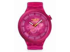 Swatch Big Bold Biosourced Colours of Joy Pink Quarz Kunststoff 47mm pinkes Zifferblatt pinkes Kunststoffband – Herrenuhren Uhr ohne Datum aus Bio-Kunststoff und Kunststoff. Das Gehäuse ist rund. Das Kautschuk / Kunststoff / Silikon Armband ist pink. Das Zifferblatt ist ohne Zeichen und pink.