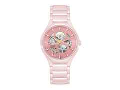 Rado True Round Open Heart Limited Edition Automatik Keramik 40mm rosa Zifferblatt rosa Keramikband – Herrenuhren Uhr ohne Datum aus Keramik und Titan. Das Gehäuse ist rund und rosa. Das Keramikarmband ist rosa. Das Zifferblatt ist ein Index in rosa. – Ansicht 3