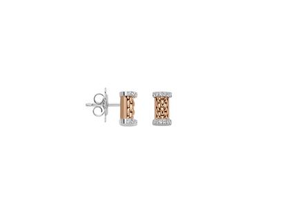 Fope Essentials Ohrstecker Roségold klein quadratisch mit Brillanten – Ohrschmuck Ohrstecker aus 750 Rotgold, 750 Weißgold und und .