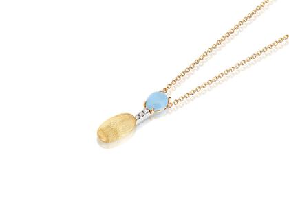 Nanis Dancing in the Rain Azure Collier Gelbgold Milky Aquamarin – Halsschmuck Collier aus 750 Gelbgold. – Ansicht 2
