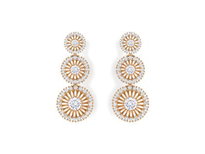 Jörg Heinz Swing Boho Trio Ohrstecker Roségold mit Brillanten 1,680ct – Ohrschmuck Ohrstecker in roségold und aus 750 Rotgold.
