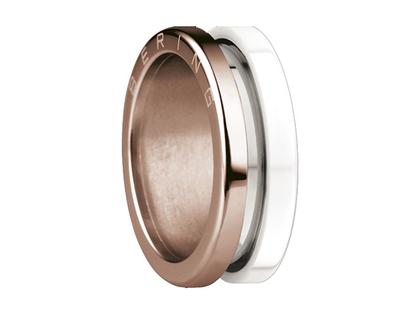 Bering Arctic Symphony Außenring schmal einseitig Edelstahl IP Rosé und Keramik weiß – Ringe Ring mit Besatz aus Edelstahl, IP beschichtet und und .