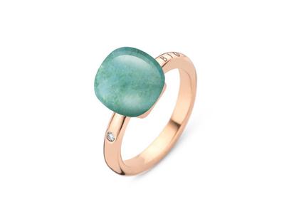 Bigli Mini Sweety "Aventurine Mystery" Ring Roségold mit Brillant 0,020ct – Ringe Ring mit Besatz aus 750 Rotgold.