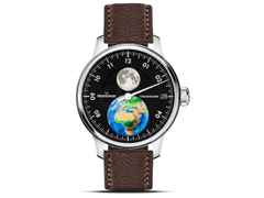 MeisterSinger Stratoscope Automatik Edelstahl Best Friends Limited Edition – Herrenuhren Uhr ohne Datum aus Edelstahl. Das Gehäuse ist rund und silber. Das Lederarmband ist braun. Das Zifferblatt ist arabisch Index und schwarz.