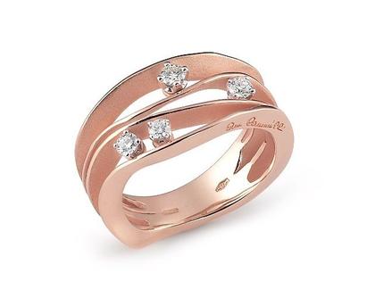 Cammilli Firenze Dune Ring Pink Champagne Gold 4reihig mit Brillanten 0,270ct – Ringe Ring mit Besatz aus 750 Rotgold.