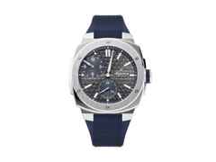 Alpina Alpiner Extreme Regulator Automatik Edelstahl 41mm graues Zifferblatt blaues Kautschukband – Herrenuhren Uhr ohne Datum aus Edelstahl und Kautschuk. Das Gehäuse ist rund und silber. Das Kautschuk / Kunststoff / Silikon Armband ist blau. Das Zifferblatt ist ein Index in grau.