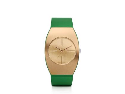 Niessing Radius 9 Forma Größe L 44,5 mm Automatik  Rotgold Lederband mittelgrün – Herrenuhren Uhr ohne Datum aus 750 Rotgold. Das Gehäuse ist tonneauform und roségold. Das Lederarmband ist grün. Das Zifferblatt ist ein Index in roségold.