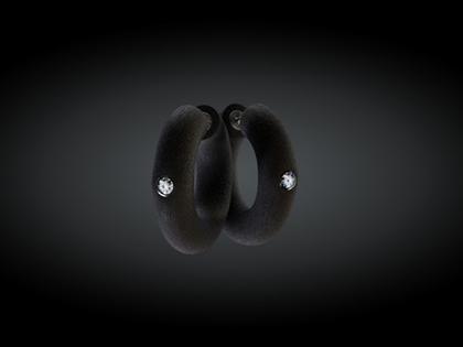 André Ribeiro Creolen Kautschuk mit Brillanten  rund groß 0,20 – Ohrschmuck Creolen aus 750 Weißgold, Kautschuk und und .