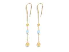Nanis Dancing in the Rain Azure Ohrhänger Gelbgold Milky Aquamarin lang – Ohrschmuck Ohrhänger aus 750 Gelbgold. – Ansicht 2