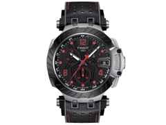 Tissot T-Race MotoGP               2020 / 2021 Chronograph Limited Edition Marc Marquez Quarz – Herrenuhren Chronograph aus Edelstahl und PVD beschichtet. Das Gehäuse ist rund und schwarz. Das Lederarmband ist schwarz. Das Zifferblatt ist ein Index in schwarz.