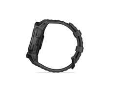 Garmin Instinct 2X Solar faserverstärktes Polymer schiefergrau 50 mm Kautschukband schiefergrau – Damenuhren Uhr Multifunktion aus Kautschuk und Kunststoff. Das Gehäuse ist rund und schwarz. Das Kautschuk / Kunststoff / Silikon Armband ist schwarz. Das Zifferblatt ist digital und schwarz. – Ansicht 3