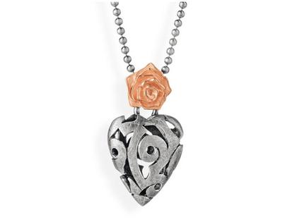 Drachenfels Design Rose of Antoine Herzanhänger klein – Anhänger Anhänger ohne Besatz aus 925 Silber und und vergoldet.