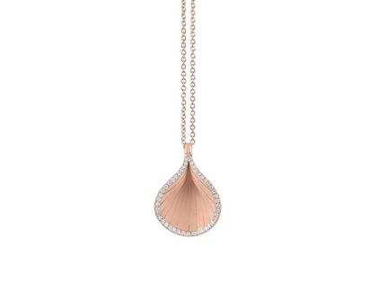 Cammilli Firenze Goccia Kette mit Anhänger Pink Champagne Gold 45cm mit Brillanten 0,130ct – Halsschmuck Collier aus 750 Rotgold.