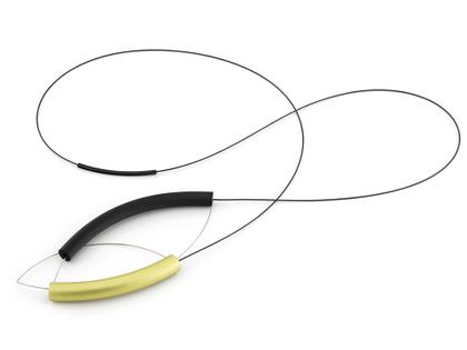 Step by Step Collier Edelstahl anthrazit Aluminium lemon schwarz Kautschuk mehrfach – Halsschmuck Collier aus Aluminium, Edelstahl, Kautschuk und und .