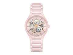 Rado True Round Open Heart Limited Edition Automatik Keramik 40mm rosa Zifferblatt rosa Keramikband – Herrenuhren Uhr ohne Datum aus Keramik und Titan. Das Gehäuse ist rund und rosa. Das Keramikarmband ist rosa. Das Zifferblatt ist ein Index in rosa.