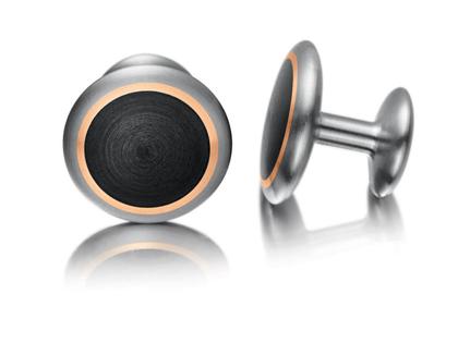 Meister Manschettenknöpfe Carbon Men´s Collection – Herrenschmuck Manschettenknöpfe aus 750 Rotgold, Carbon, Titan und und .