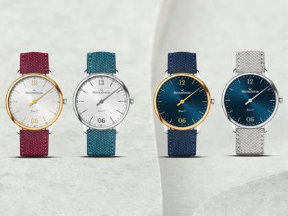 MeisterSinger Yaara Quarz Edelstahl 36mm silbernes Zifferblatt rotes Textilband – Damenuhren Uhr ohne Datum aus Edelstahl und PVD beschichtet. Das Gehäuse ist rund und silber. Das Textilarmband ist rot. Das Zifferblatt ist arabisch Index und silber. – Ansicht 4