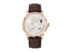 Glashütte Original PanoMaticCalendar Automatik Rotgold 42mm silbernes Zifferblatt braunes Lederband – Herrenuhren Uhr mit Kalender aus 750 Rotgold. Das Gehäuse ist rund und roségold. Das Lederarmband Kroko / Alligator ist braun. Das Zifferblatt ist ein Index in silber.